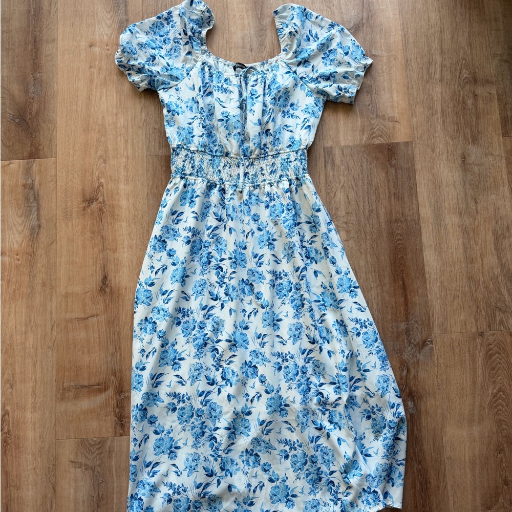 Floral Blue and White Dress